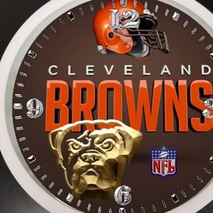 COPY - Cleveland Browns gold bulldog led light clock